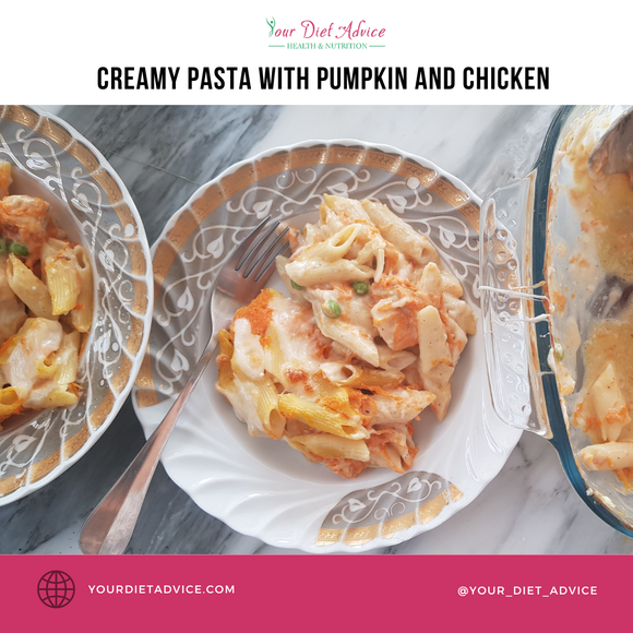 Creamy pasta with pumpkin and chicken